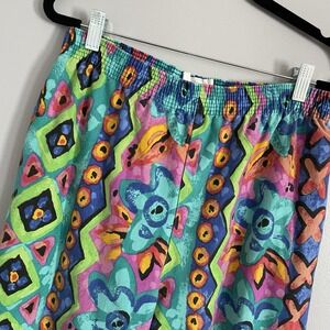 VTG 80s 90s Geometric Abstract Pull On Pants Neon Festival Art Retro Hippie S